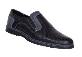 Pantofi barbati casual din piele naturala , Negru - GKR90N